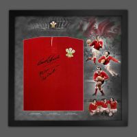    Wales Rugby Legends Phil Bennett, Gareth Edwards And JPR Williams  Hand Signed Shirt  In A Picture Mount Display 