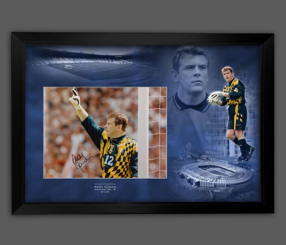 Andy Goram Signed And Framed 12x16 Scotland Football  Photograph  In A Picture Mount Display 