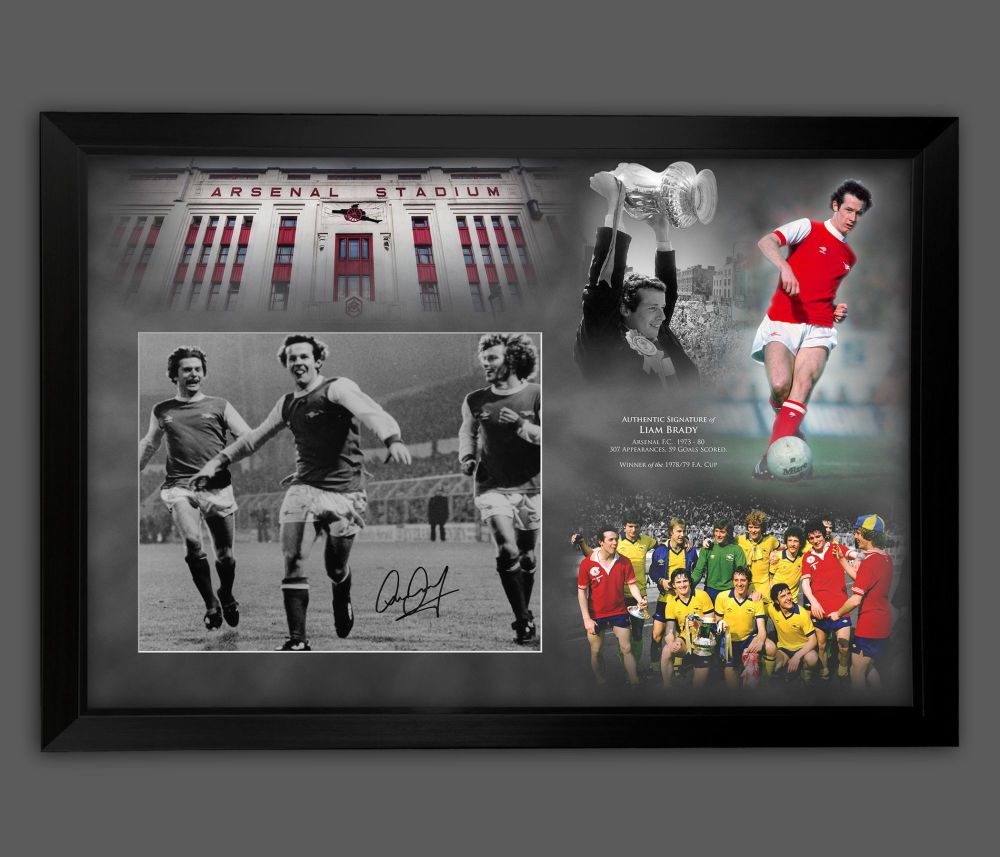 Liam Brady Signed And Framed 12x16 Arsenal Football  Photograph  In A Picture Mount Display : A