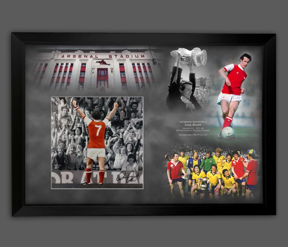    Liam Brady Signed And Framed 12x16 Arsenal Football  Photograph  In A Pi