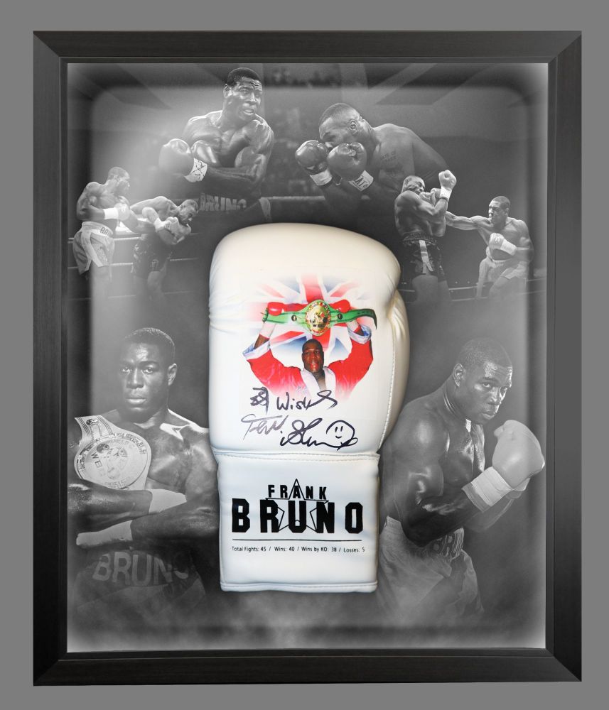   Frank Bruno Signed Custom Boxing Glove In A Picture Mount  Dome Display : B
