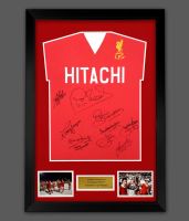 Liverpool 1977  Football Shirt  In A Framed Presentation. Signed By 10 Players