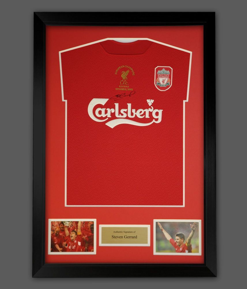   Steven Gerrard  Liverpool  2005 Fc Signed Football Shirt In A Framed Pres