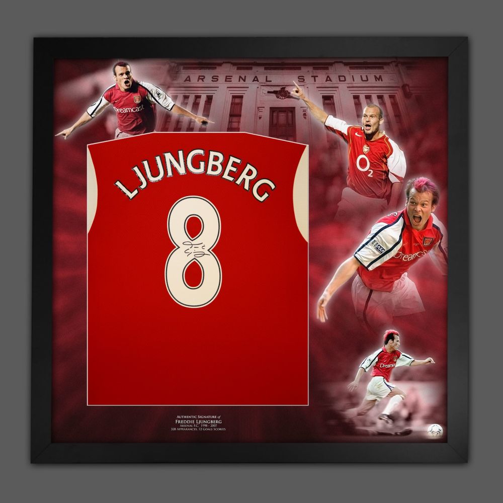   Freddie Ljungberg Signed Arsenal Fc Football Shirt In A Framed Picture Mount Presentation
