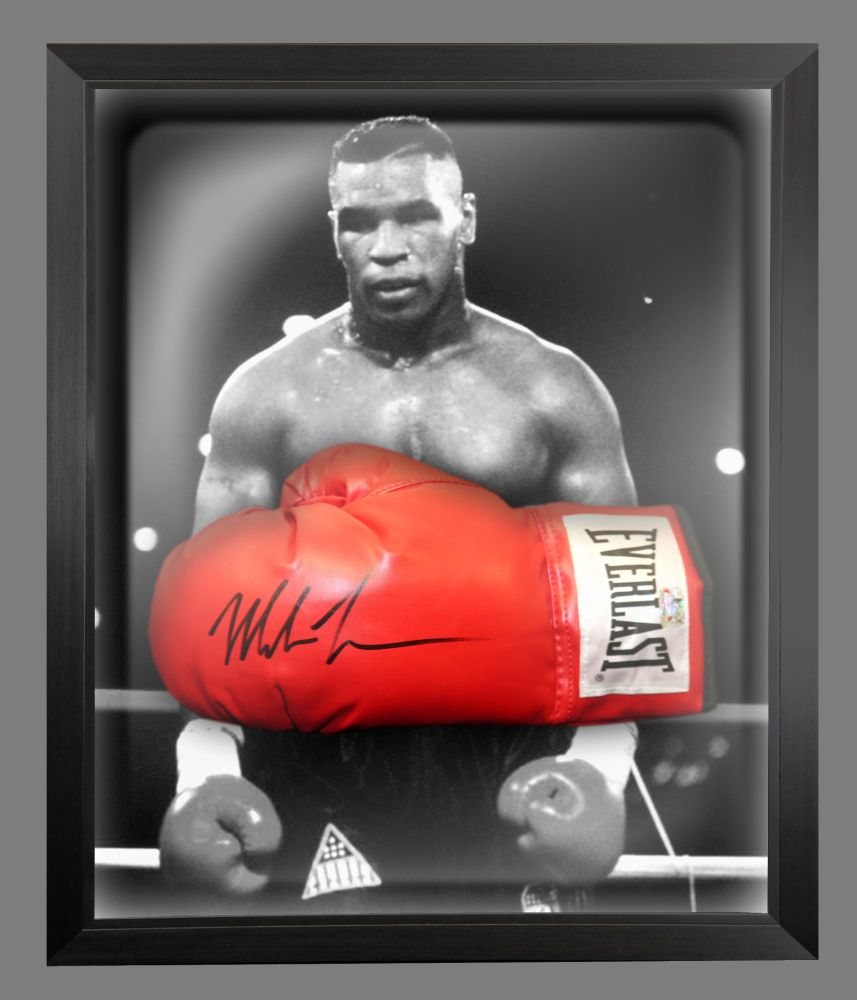 Mike Tyson Signed Red Everlast Boxing Glove In A Dome Frame : B