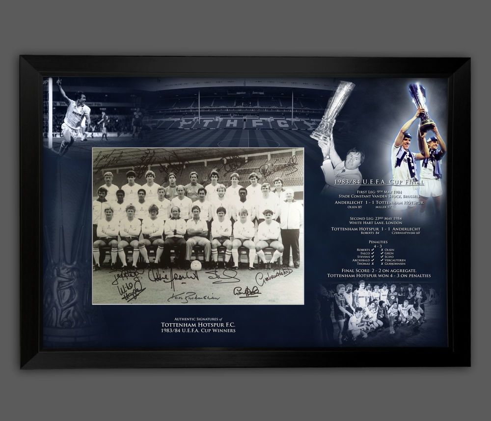 TOTTENHAM HOT SPURS 1984 UEFA CUP FINAL  X12 PERSONALLY HAND SIGNED 16X12 PHOTO 