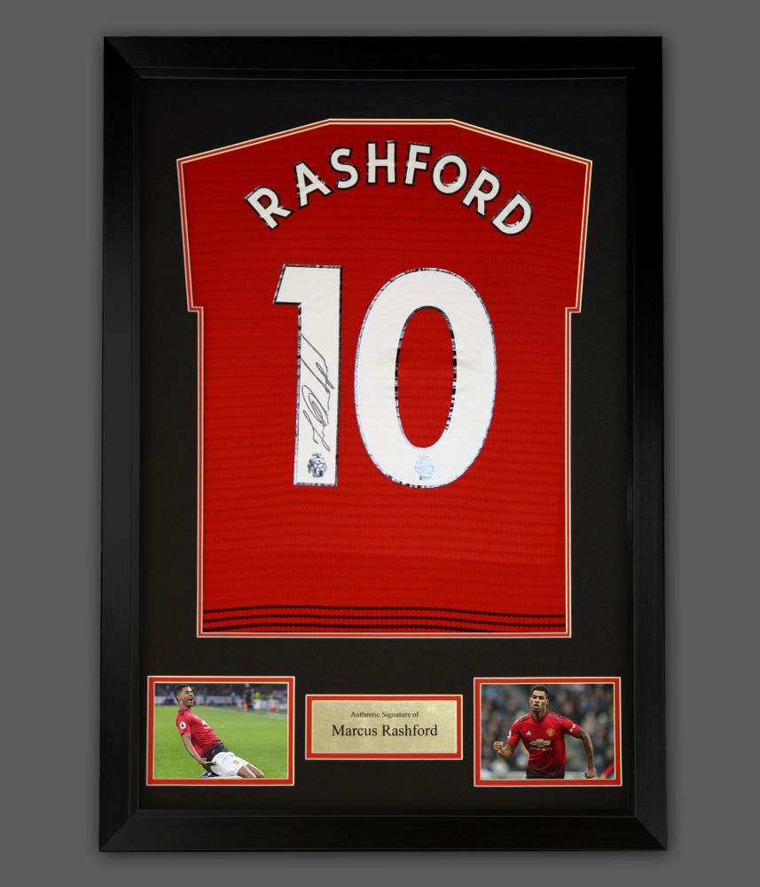 Marcus Rashford Hand Signed Manchester United  Football Shirt In A Frame Pr