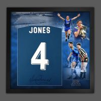 Vinnie Jones Hand Signed And Framed  Blue Player T-Shirt In A Picture Mount Display