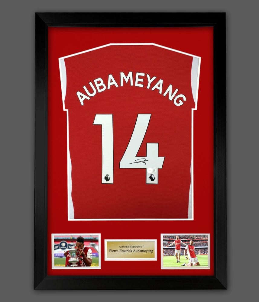  Pierre-Emerick Aubameyang Signed Arsenal Football Shirt In A  Frame Presen
