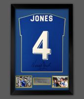 Vinnie Jones Hand Signed Blue Player T-Shirt In A Frame Presentation