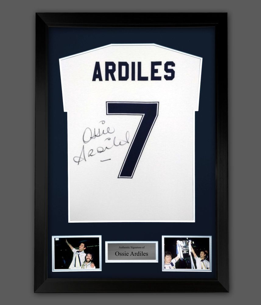 Ossie Ardiles Hand Signed White Player T-Shirt In A Framed Presentati