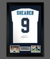Alan shearer Hand Signed White Player T-Shirt In A Framed Presentation : Mega Deal