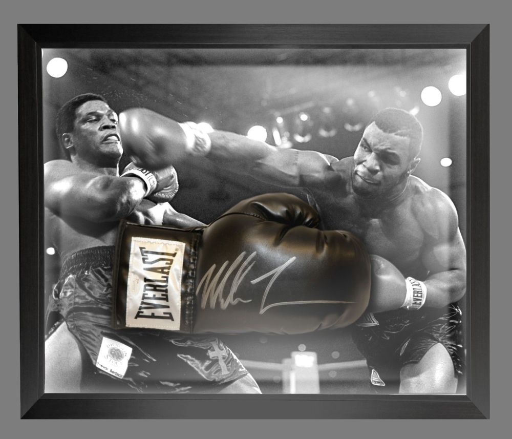    Mike Tyson Signed Black Everlast Boxing Glove In A Dome Frame::