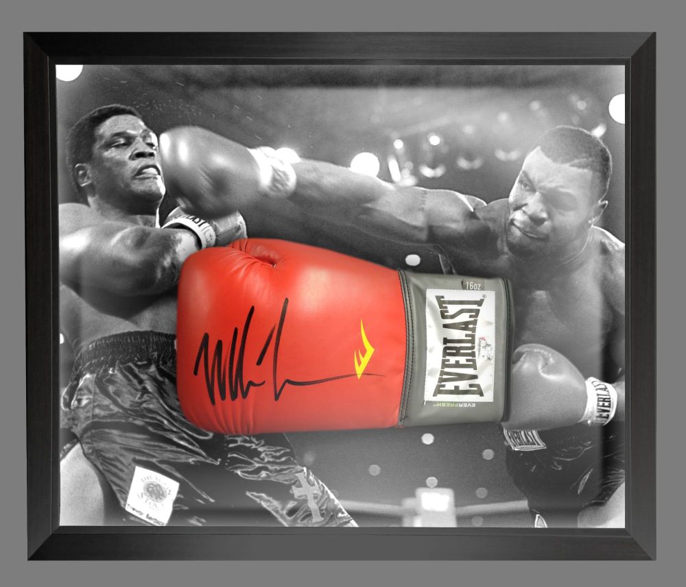    Mike Tyson Signed Red Everlast Boxing Glove In A Dome Frame : C
