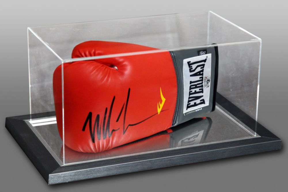    Mike Tyson Hand Signed Red Everlast Boxing Glove In An Acrylic Case