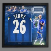   John Terry  Back Signed  Chelsea Fc  Football Shirt In A  Framed Picture Mount Display