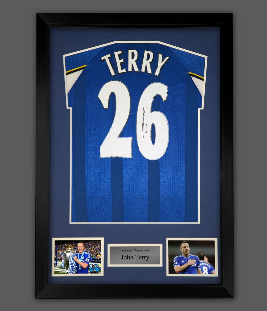    John Terry Back Signed Chelsea Fc Football Shirt  In A Framed Presentati