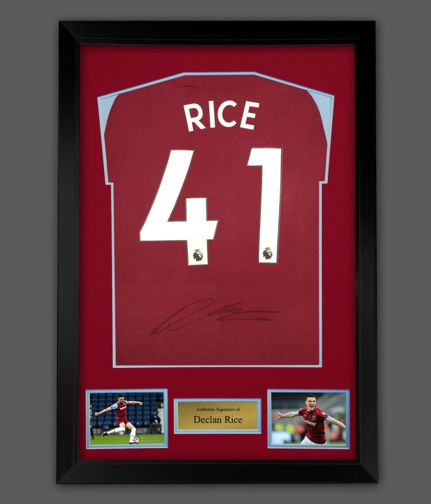   Declan Rice Signed West Ham United 41  Football Shirt In A Framed Present
