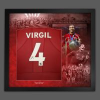    Virgil Van Dijk Liverpool Fc Football Shirt In Framed Picture Mount Presentation