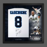 Paul Gascoigne Hand Signed And Framed White No 8 Player T-Shirt In A Picture Mount Display: Mega Deal