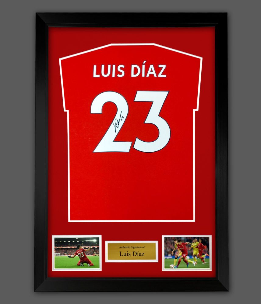     Luis Díaz Hand Signed  Red No 23 Player T-Shirt In A Framed Presentatio