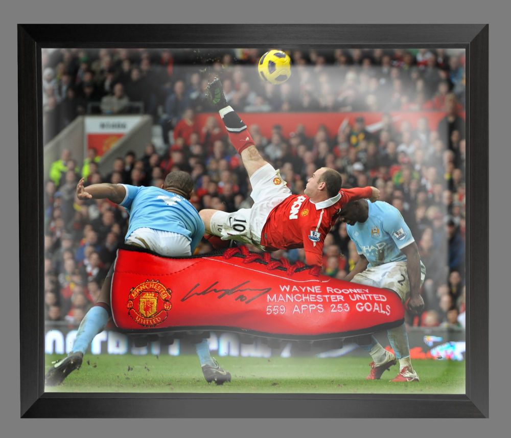 Wayne Rooney Autographed Manchester United Presentation Montage & COA FREEPOST 