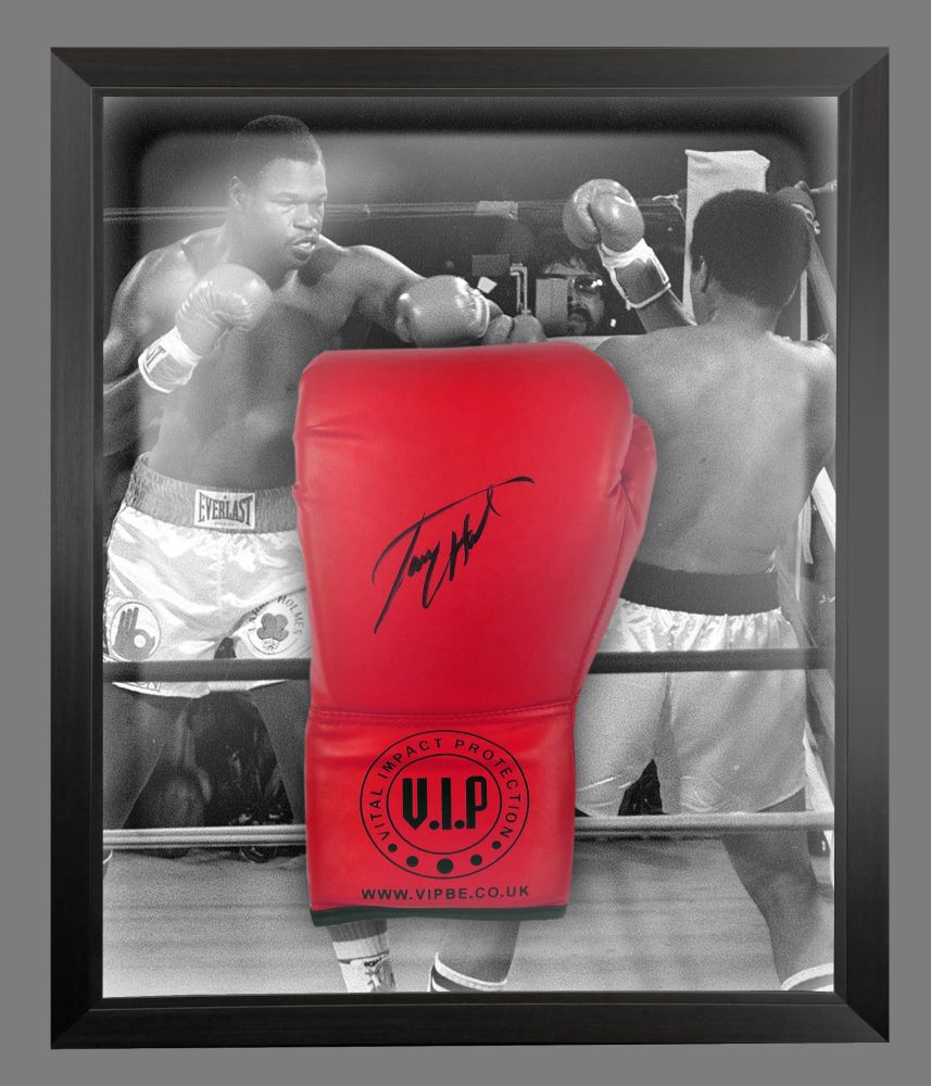   Larry Holmes  Hand Signed Red Vip Boxing Glove In A Dome Frame : A