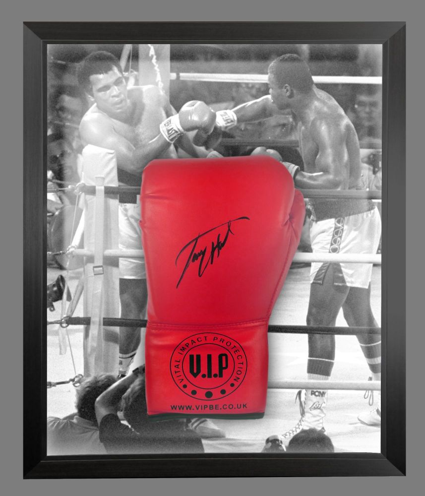   Larry Holmes  Hand Signed Red Vip Boxing Glove In A Dome Frame : B