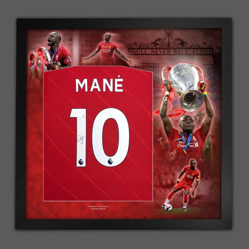    Sadio Mané Signed Liverpool Fc Football Shirt In A  Framed Picture Mount