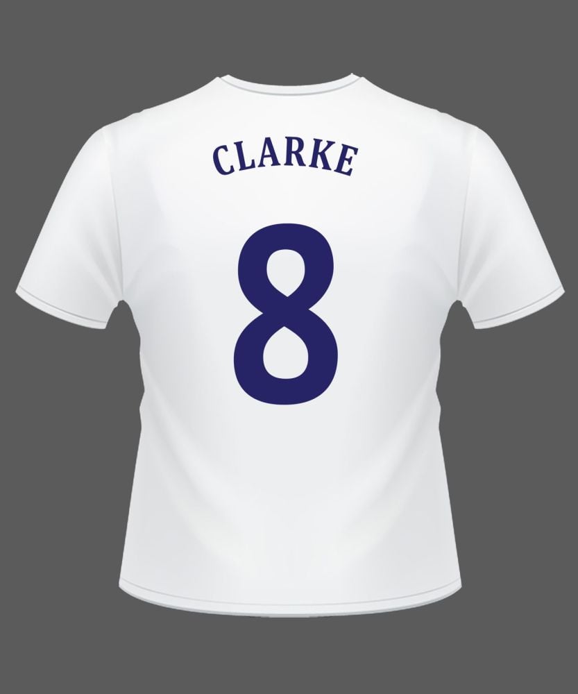 Alan Clarke Signed White No 8 Player T-shirt : Pre Order