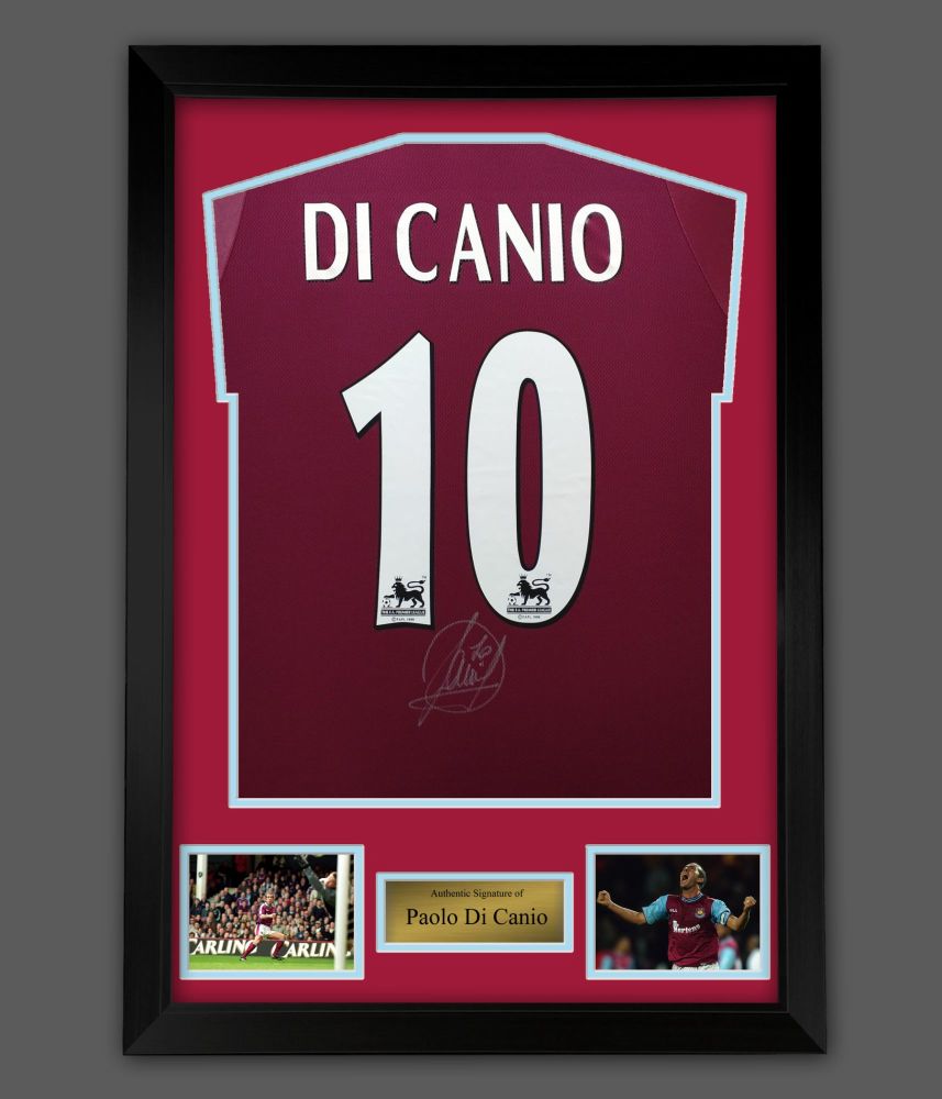    Paolo Di Canio Signed West Ham United Football Shirt In A  Framed  Prese