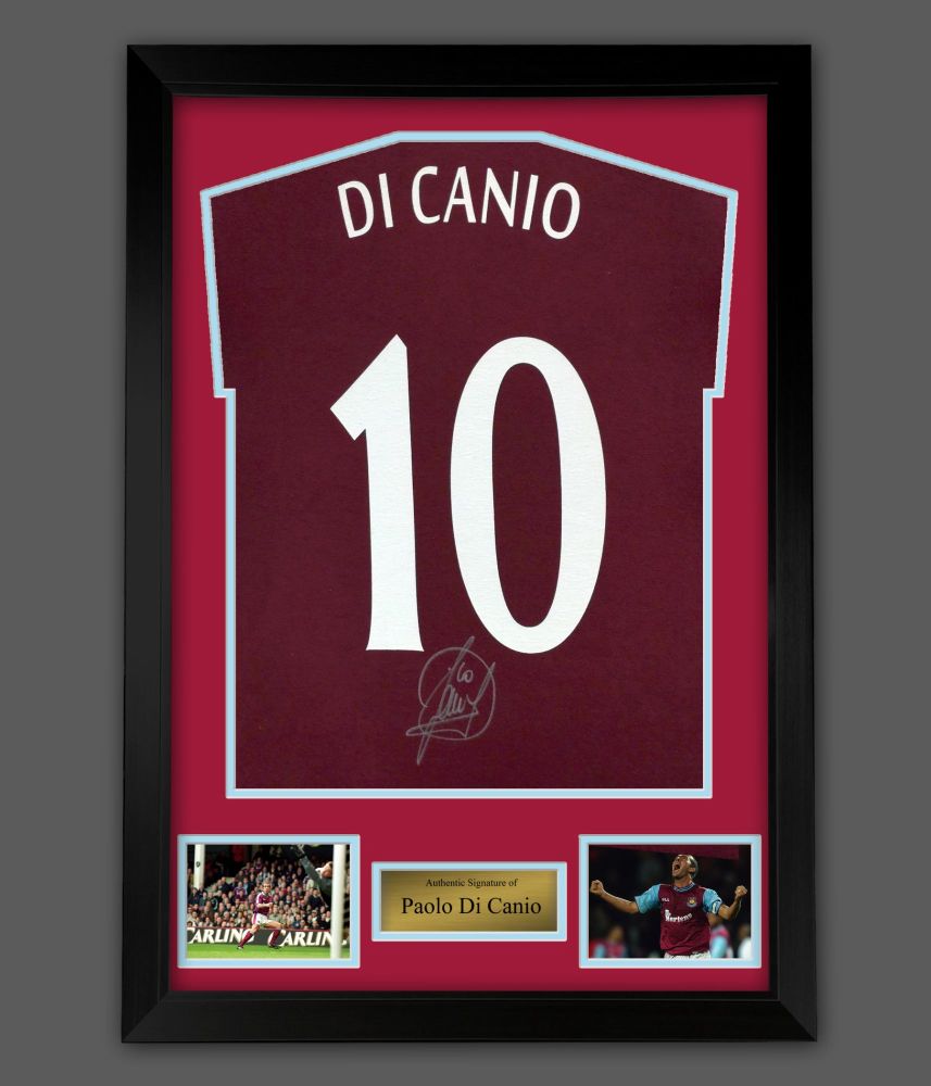 Paolo Di Canio Hand Signed Claret No 10 Player T-Shirt In A Framed Presentation