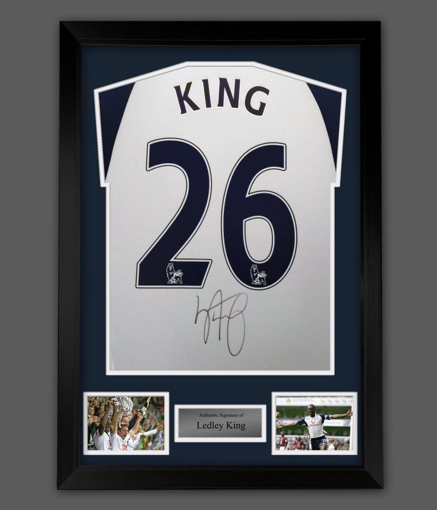    Ledley King Signed  Tottenham Hotspurs Football Shirt In A  Framed  Pres
