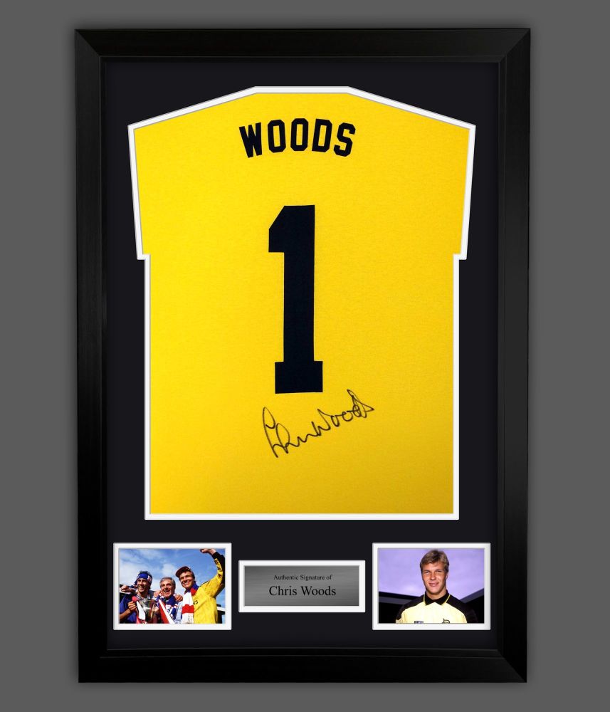   Chris Woods Hand Signed Yellow No 1 Player T-Shirt In A Framed Presentati