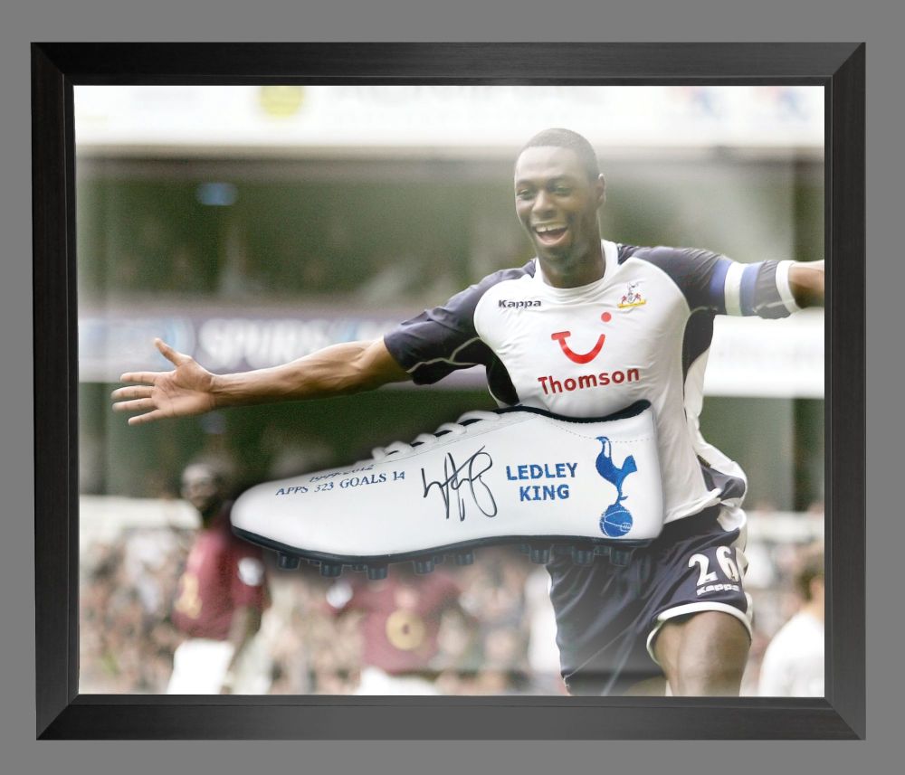    Ledley King Tottenham Hand Signed White Football  Boot In A Dome Frame: 