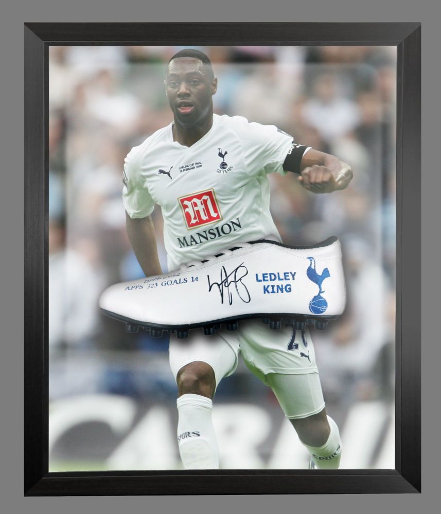    Ledley King Tottenham Hand Signed White Football  Boot In A Dome Frame: 