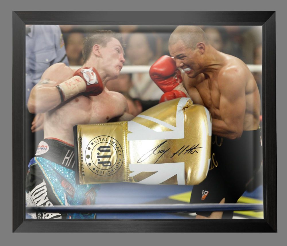     Ricky Hatton Signed White Custom Made Boxing Glove In A Dome Frame: A