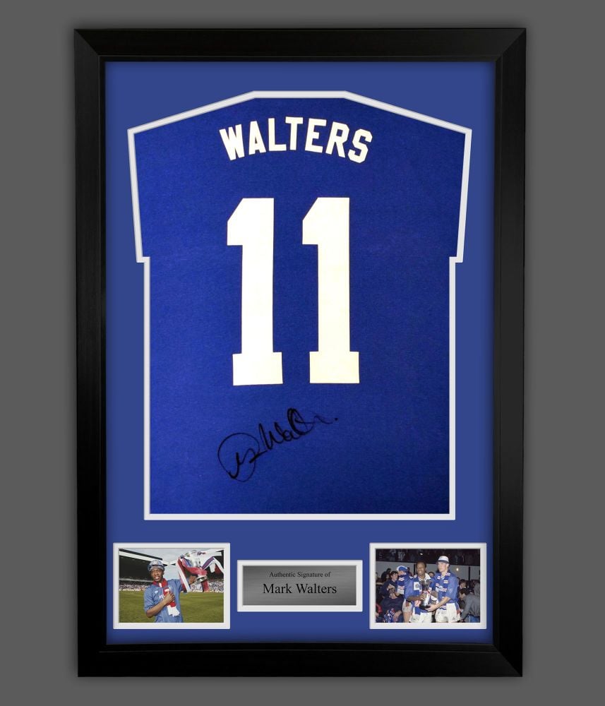 Mark Walters Hand Signed Blue No 11 Player T-Shirt In A Framed Presentation