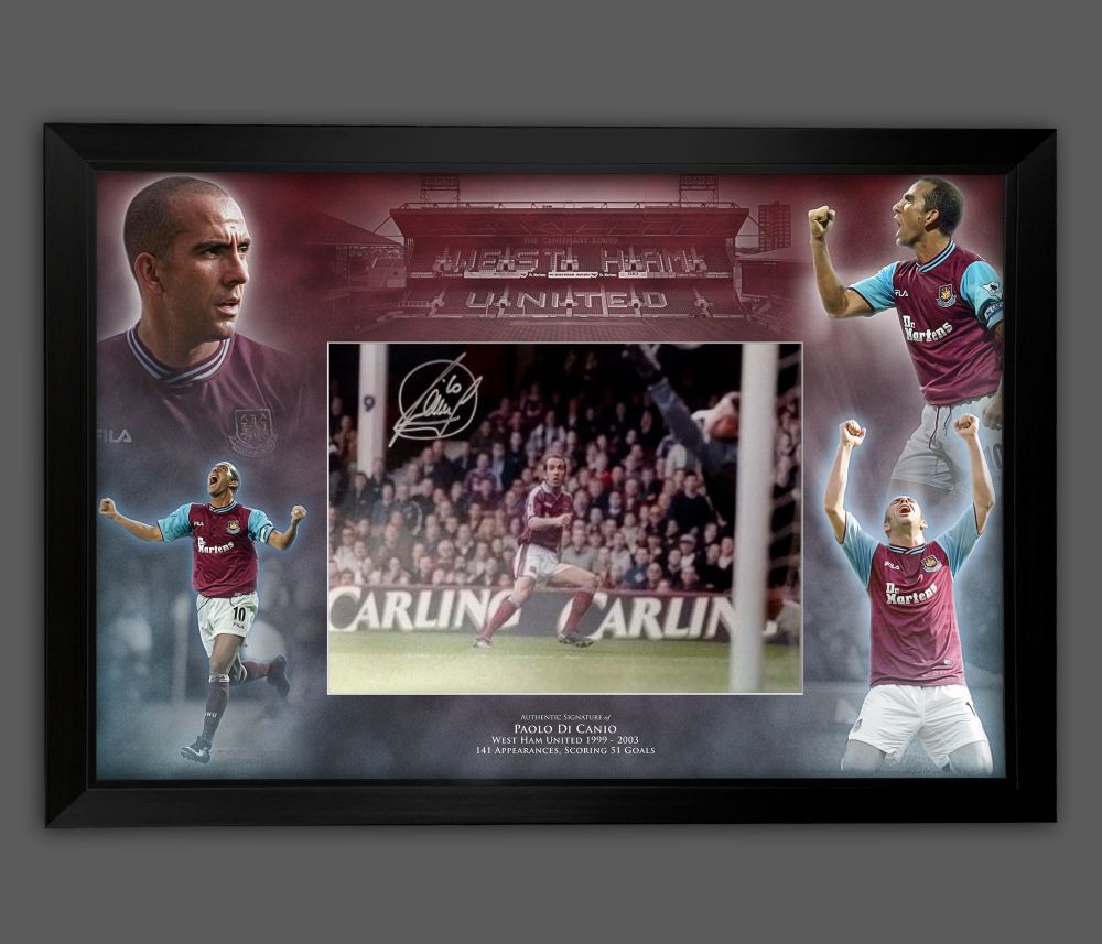 .Paolo Di Canio Signed West Ham United  Photograph Framed In A Picture Moun