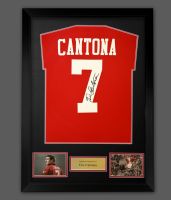 Eric Cantona Signed  Manchester United  Football Shirt In A  Framed  Presentation :  Mega Deal