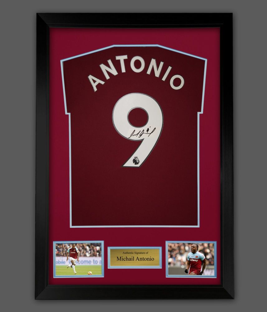 .  Michail Antonio Signed  West Ham United Football Shirt In A Framed Prese