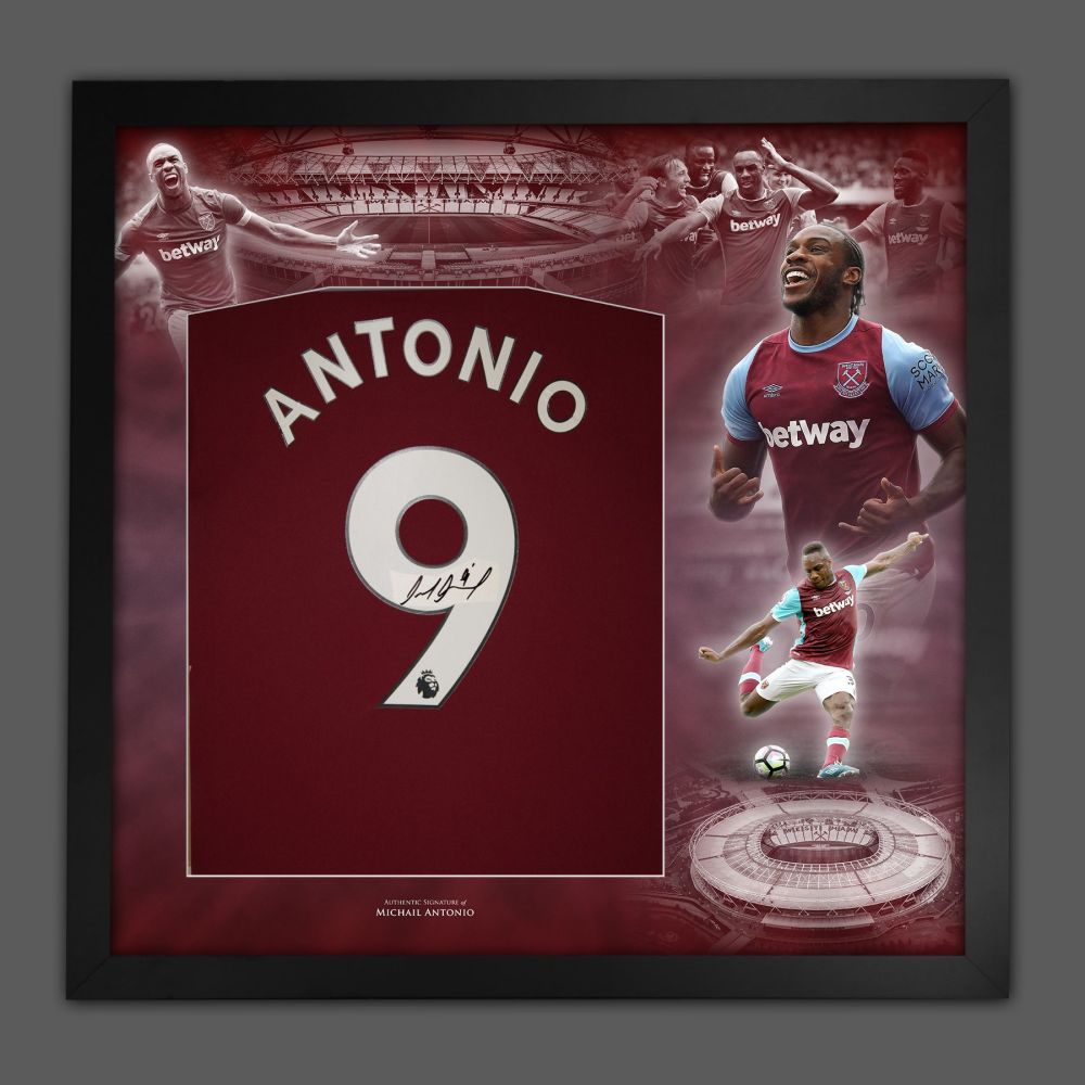 .  Michail Antonio Signed West Ham United Football Shirt In A Framed Pictur