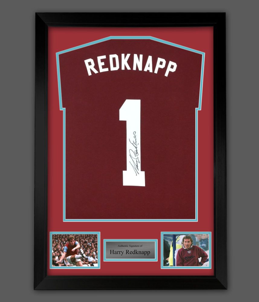 . Harry Redknapp Hand Signed Claret No 1 Player T-Shirt In A Framed Present