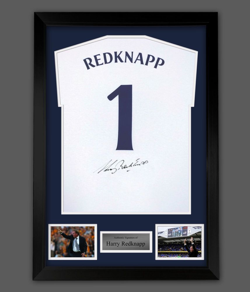 . Harry Redknapp Hand Signed White No 1 Player T-Shirt In A Framed Presenta