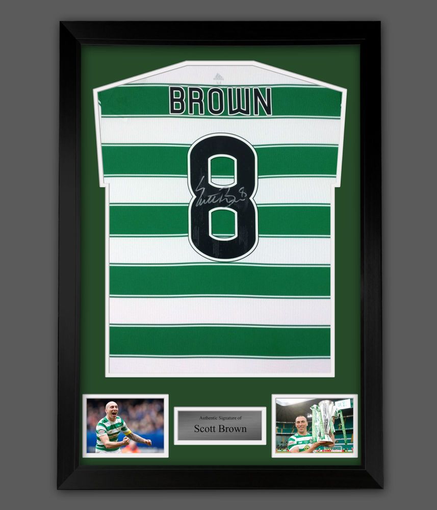 .  Scott Brown Signed Celtic  Fc Football Shirt In A  Framed  Presentation 