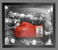 Mike Tyson Signed Red Everlast Boxing Glove In A Dome Frame : A