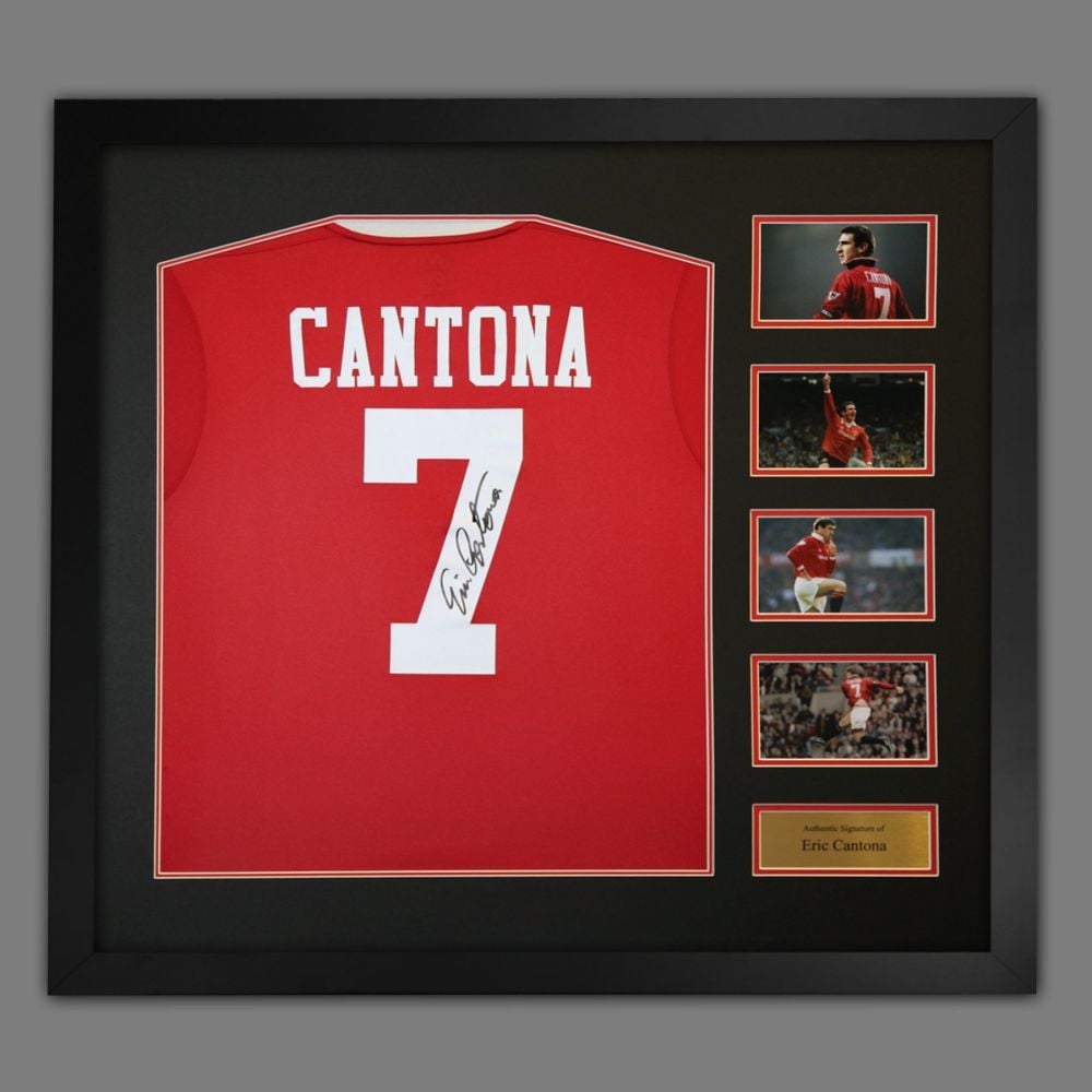 Eric Cantona Signed Manchester United Football Shirt In Framed Display