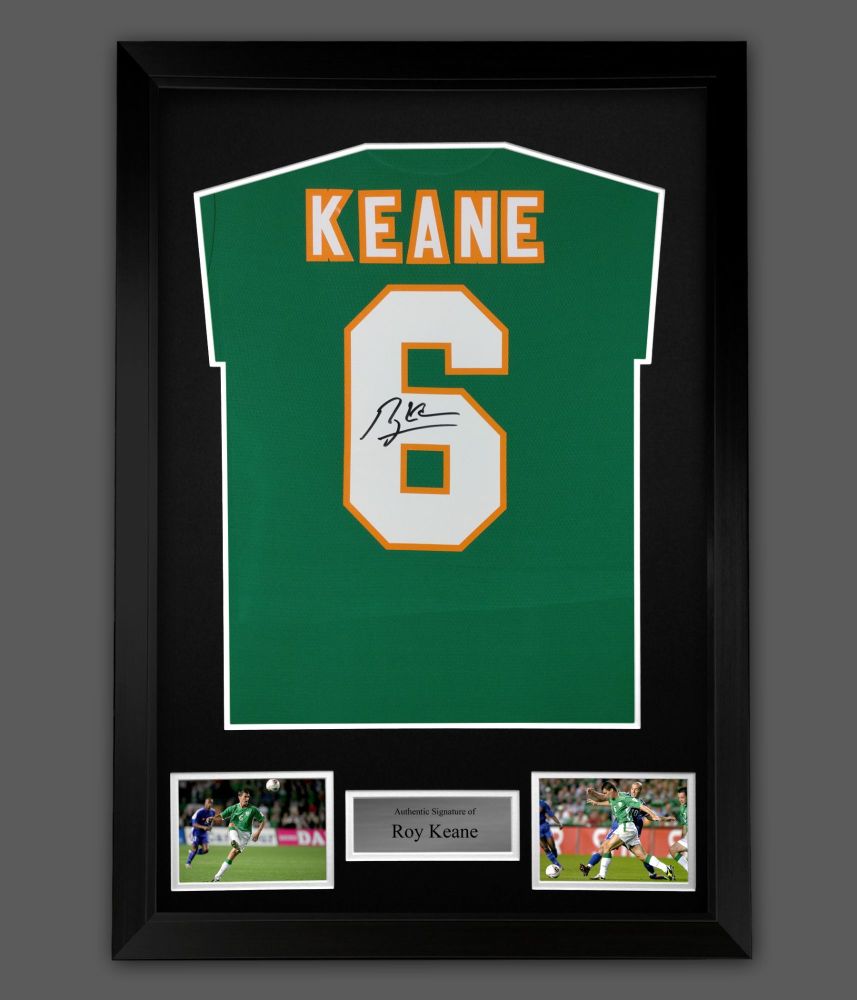 .  Roy Keane Signed Ireland Football Shirt In A Framed Presentation