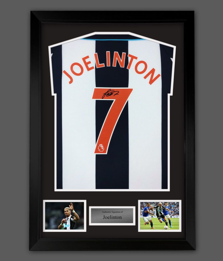 .  Joelinton Signed Newcastle United Football Shirt In A  Framed  Presentat
