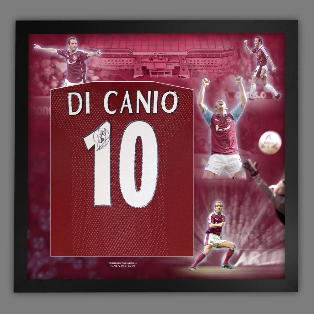 Paolo Di Canio Signed West Ham United Football Shirt In Framed Picture Disp
